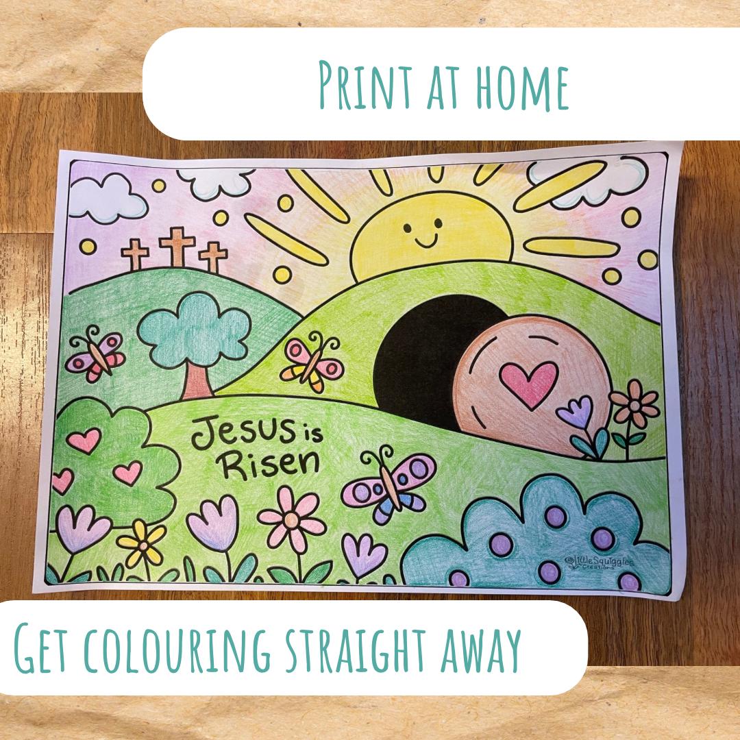 Jesus Is Risen Colouring In Jesus is Risen Easter Colouring Page (instant PDF Download) - Etsy