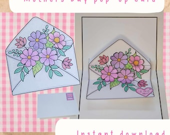 Création de cartes pop-up florales : carte enveloppe florale imprimable (PDF)