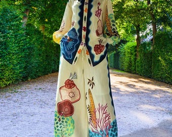 Conjunto de dos piezas con estampado abstracto: camisa de manga larga y pantalón ancho