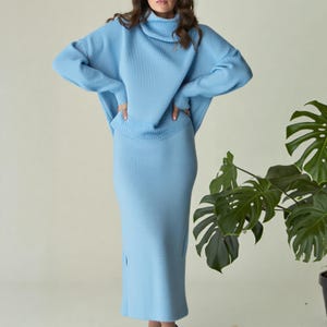 princess polly baby blue dress Navy Blue Sweater Dress Outfit main image 0