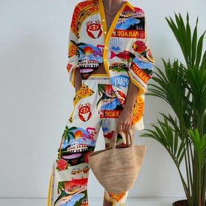 Tropical Print Shirt and Trousers Set: Bold Summer Co-ord Beachwear