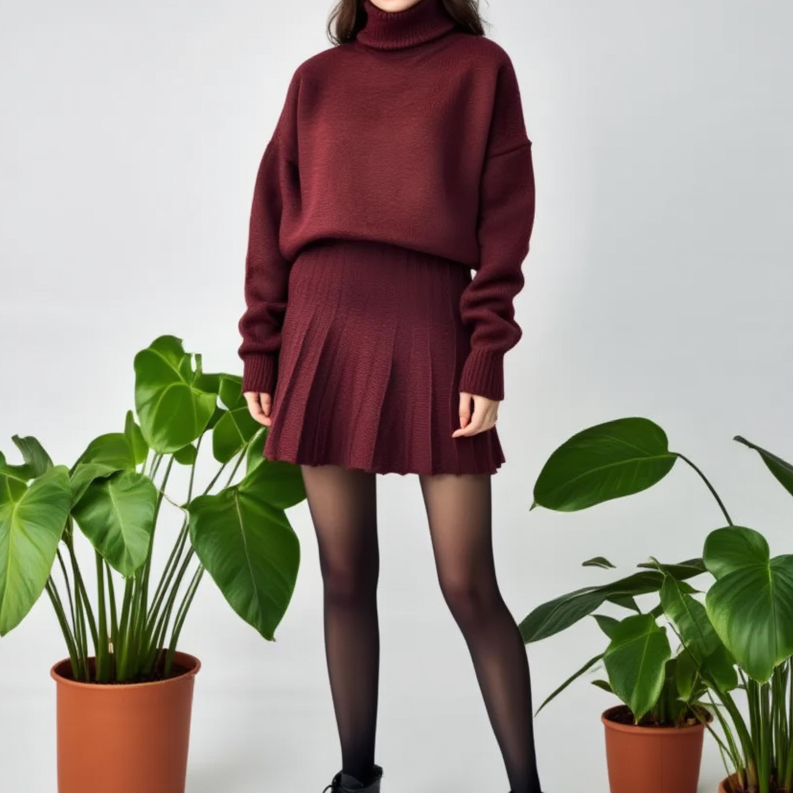 Burgundy Sweater Dress - Etsy UK