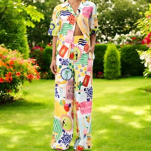 Retro Mexico Print Shirt & Trousers Set: Bold Graphic Co-ord