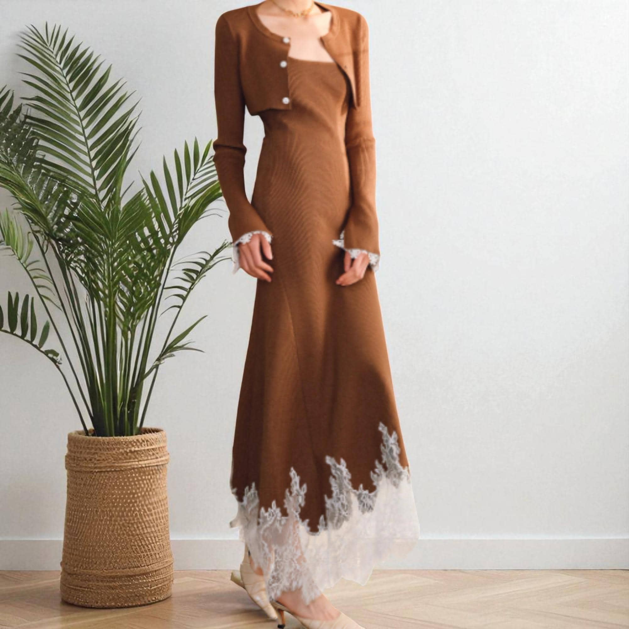 brown dress cardigan Leyla Brown – VARGA US