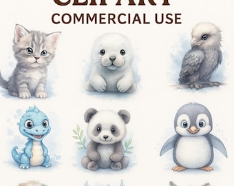 27 Baby Animal Clipart PNG Bundle – Watercolor Woodland Animals for Stickers, Sublimation, Nursery, T-Shirts & Crafts | Digital Download