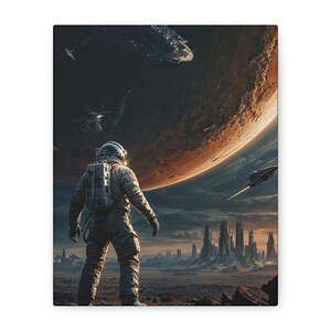 Astronaut Canvas Art, Space Wall Decor, Cosmic Art Piece, Sci-Fi Home Decor, Unique Gift for Space Lovers