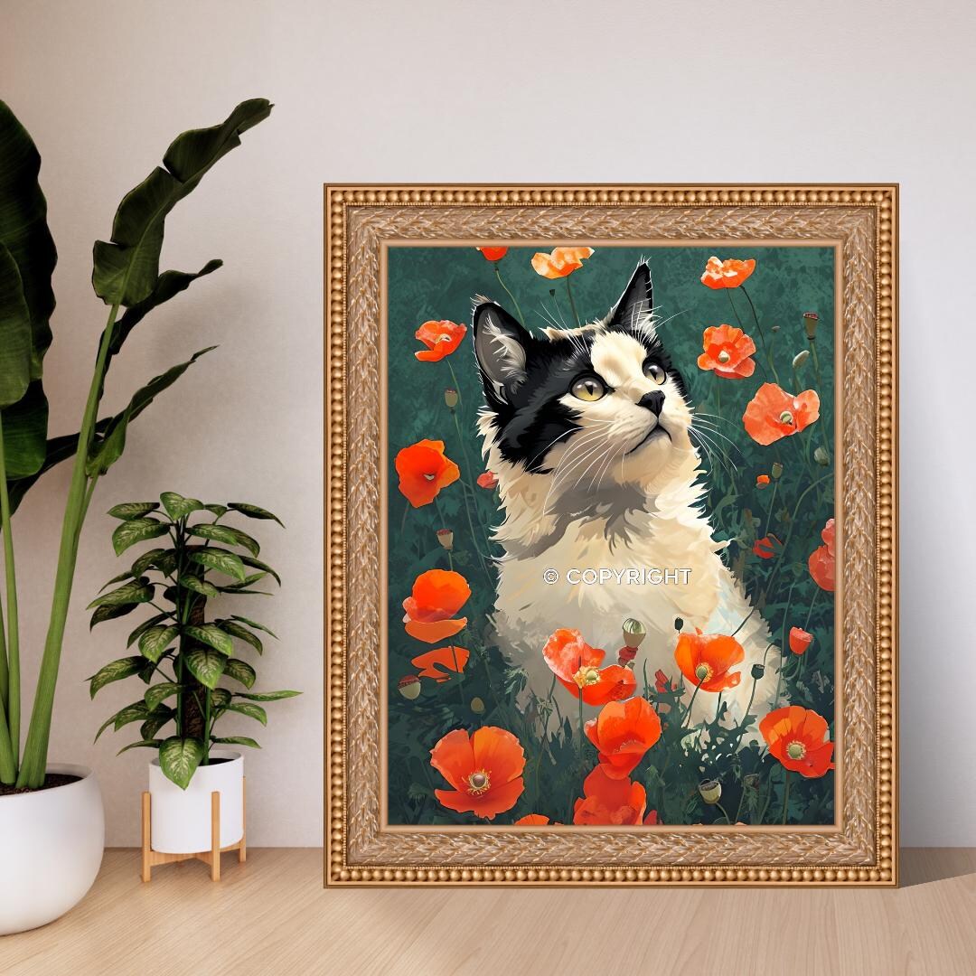 Cat Art, Cat Tattoo, Drawing, Cat Lover Gift, Cat Art Print, Pet ...