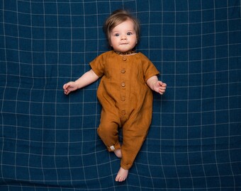 linen baby boy romper