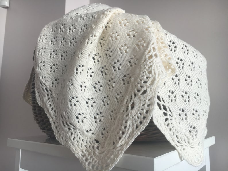 BABY BLANKET Knit Baby lace afghan Gift for New Baby Baptism accessory Baby shower gift Swaddle Blanket Throw blanket crochet Blanket