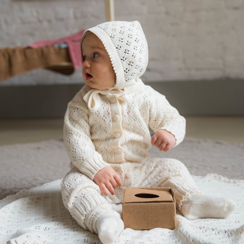 Knit Baby Lace Hat Christening Baptism accessory Newborn Etsy