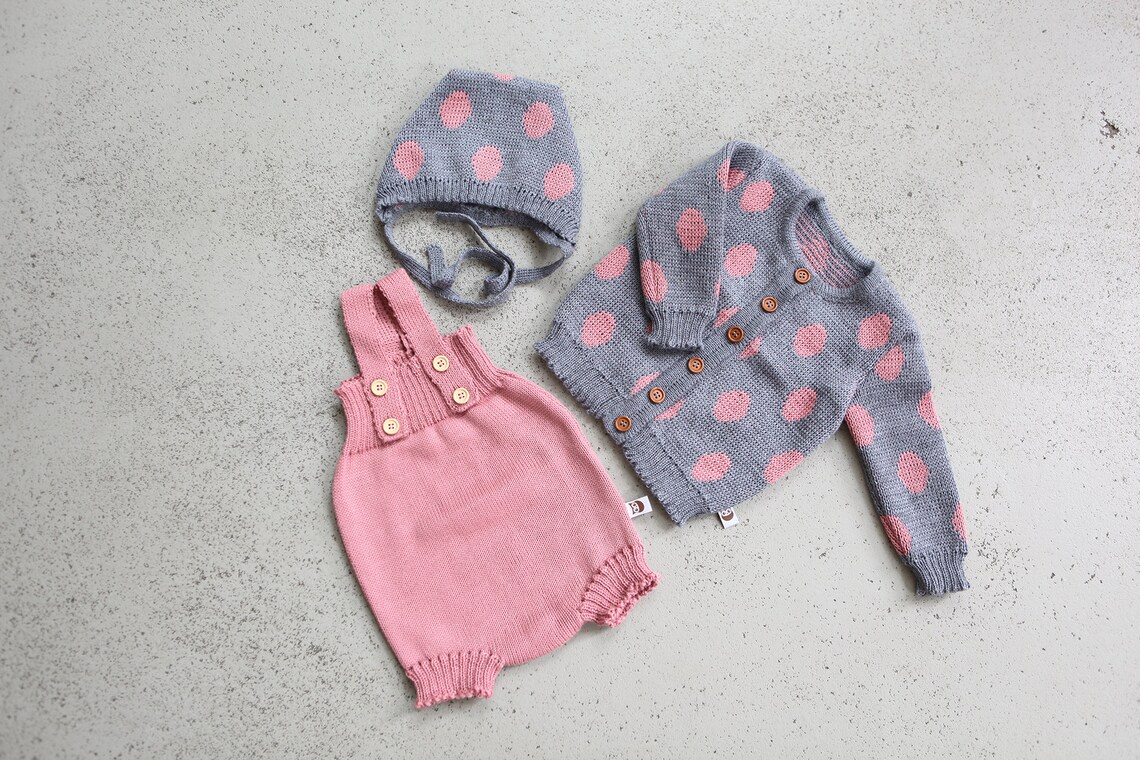 Knit Baby Clothes Baby Girl Outfit 3 Piece Set Romper Etsy