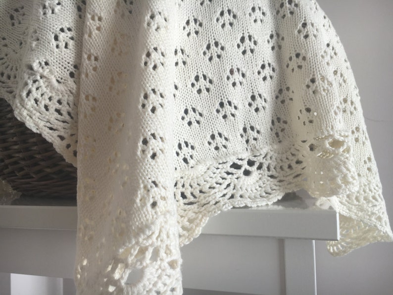 BABY BLANKET Knit Baby lace afghan Gift for New Baby Baptism accessory Baby shower gift Swaddle Blanket Throw blanket crochet Blanket