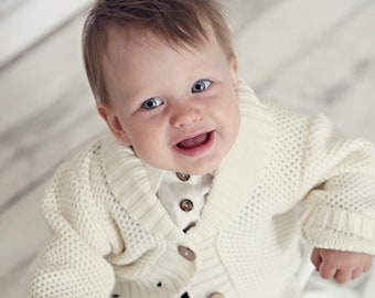 Knit Baby sweater Knit jacket Baby clothes Knit baby cardigan Baptism clothes Baby coming home clothes Knit baby clothes