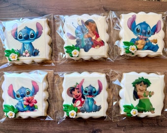 Galletas de azúcar decoradas a mano con temática de Lilo y Stitch