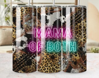 Mama of Both Tumbler wrap: 20 oz Seamless Sublimation wrap, 300 DPI, Animal Print