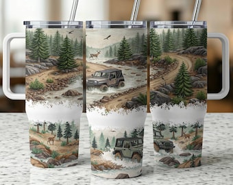 Off Road Jeep Tumbler Wrap: Forest River Adventure (40 oz Seamless Sublimation) (Digital Download)