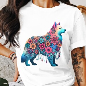 Floral Dog PNG, Dog Clipart, Flower Dog Png, Boho Dog Png, Flower Dog, Sublimation Png, Digital Download