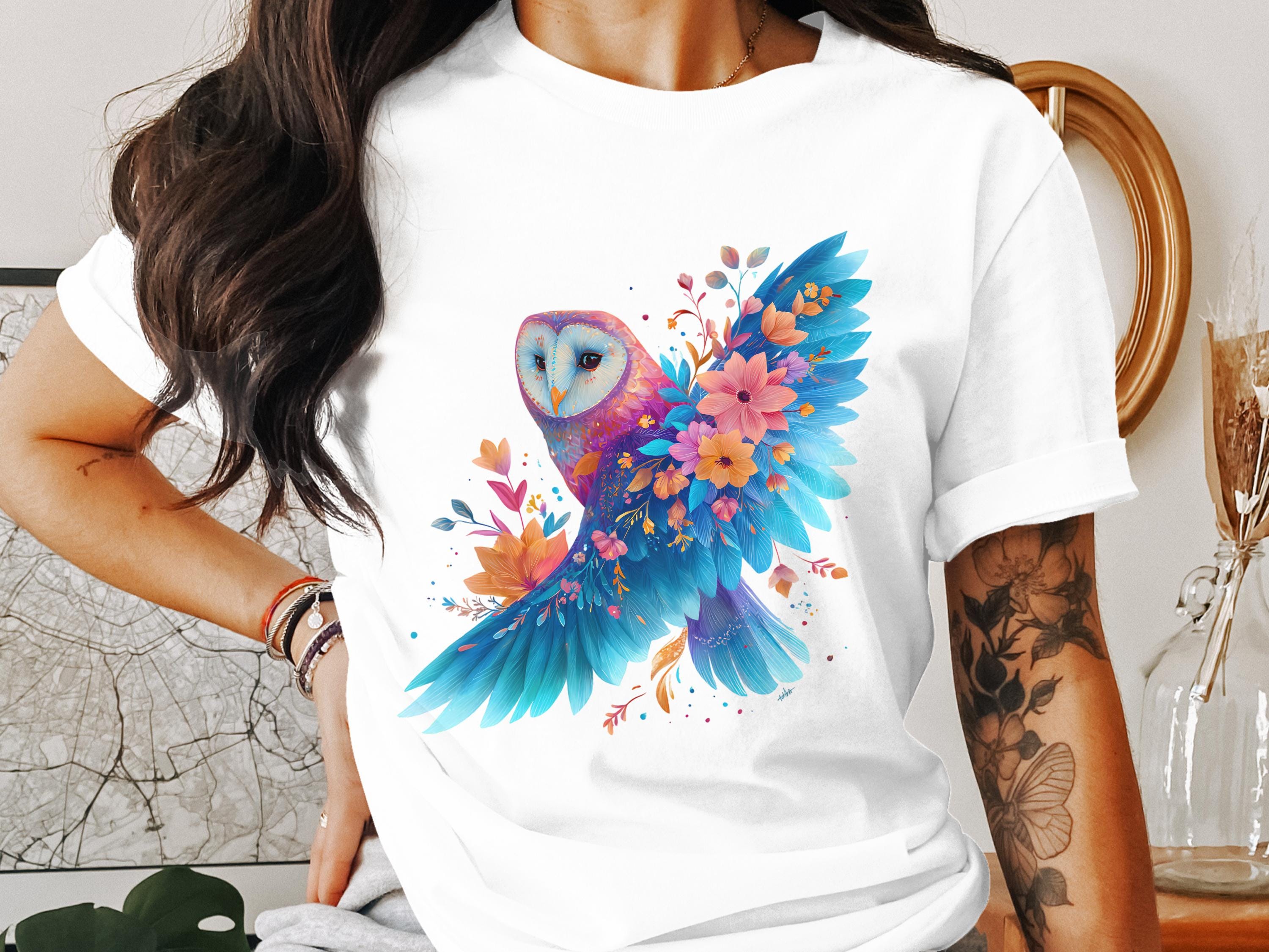 Floral Owl PNG: Boho Clipart for Sublimation (Digital Download)