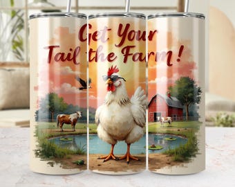 Funny Chicken Tumbler Wrap: Seamless Farm Animal Design (20 oz)