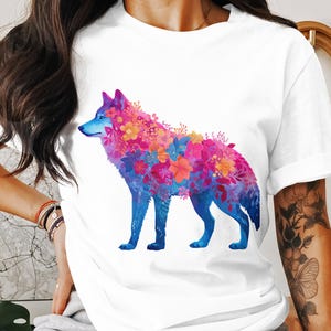 Floral Wolf PNG, Wolf Clipart, Flower Wolf Png, Boho Wolf, Animal Png, Sublimation Png, Digital Download, Digital Design PNG