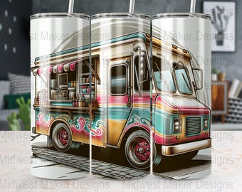 Retro Food Truck Tumbler Wrap: Funky Van Design (Digital Download)