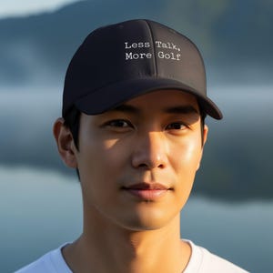 Less Talk More Golf Dad Cap, Funny Golf Hat, Golf Lover Gift, Golfing Humor, Golf Apparel, Minimalist Design, Sporty Dad Cap