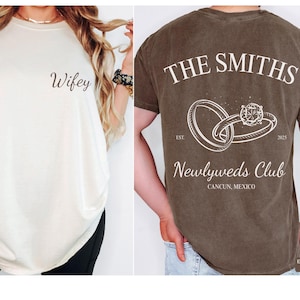 Custom Newlywed Comfort Colors T-Shirts: Mr & Mrs Matching Couple Tees