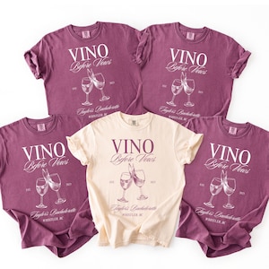 Vino Vor Gelübde Bachelorette Shirt: Benutzerdefiniertes Weingut Reise Komfort Farben T-Shirt