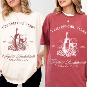 Vino vor Gelübde Bachelorette Comfort Farben T-Shirt: Weingut Party Shirt