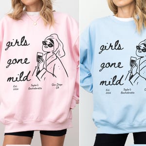 Girls Gone Mild Sweatshirt, Bachelorette Bride PJs & Prosecco, Spa Weekend Girls Trip, Bridal Party Gift, Wine Night Tee