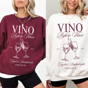 Vino Before Vows Bachelorette Sweatshirt, Custom Location Bachelorette Sweatshirts, Winery Bachelorette Party Shirt, Wine Club Bach Hoodie