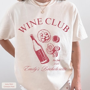 Komfortfarben Wine Club Bachelorette Tee: Vino vor Gelübde