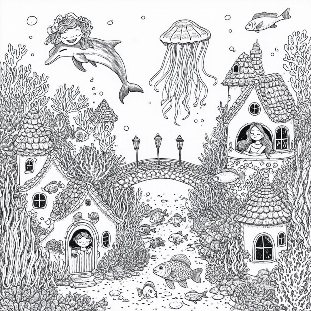 Underwater Coloring Book Magical Ocean World Fun Sea Creatures