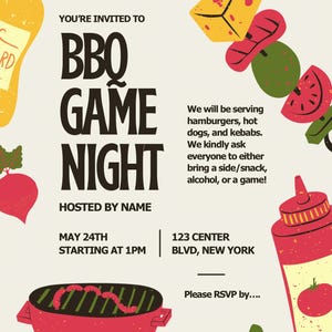 BBQ/Game Night Invitation