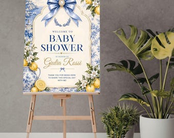 Amalfi Coast Lemon Baby Shower Welcome Sign, Italian Summer Decor (Digital Download)