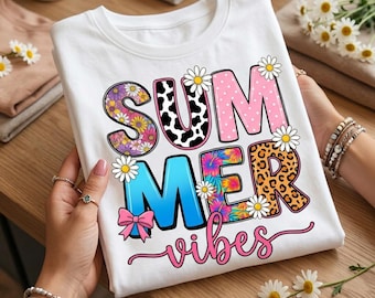 Summer Vibes PNG, Preppy Beach Shirt, Coastal Summer PNG, Coquette Bow png, Girly PNG, Floral Summer, Trendy Summer Shirt, Aesthetic Summer