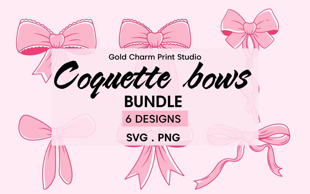 Coquette Pink Bow Clipart | Girly Ribbon PNG, SVG (digital Download) - Etsy