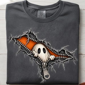 Halloween Ghost PNG, Boo Ghost, Zipper Ghost Design, Boo Zipper Design, Reverse Applique Fall Ghost Png, Stitched Fabric-Rustic Sublimation