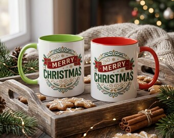 Christmas Mug | Festive Coffee Cup | Holiday Mug for Winter Drinks | Cute Xmas Gift Mug | Ceramic Coffee Cup | Seasonal Drinkware