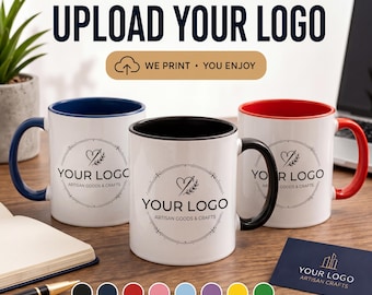 Custom Company Mug | Personalized Logo Mug | Corporate Gift | Office Worker Coffee Cup | Branded Business Mug | White collar workers