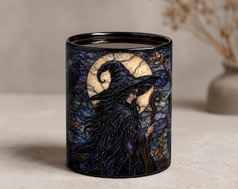 Gothic Raven Stained Ceramic Witchy Mug, Witchy Halloween Gothic Coffee Cup, Bird Lover Gift, Halloween Mug, Halloween Gift, Gothic Mug