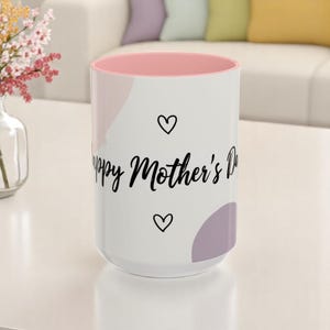 Muttertagsakzent-Tasse, glückliches Muttergeschenk, süße rosa Herzkaffeetasse, liebe dich Mutter, 11 Unze, 15 Unze, Geschenk von Tochter, Geschenk für sie