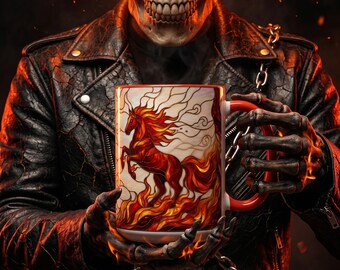 Vitray Fire Horse Mug, The Ghost Rider's Horse, Stained Glass Style Coffee Cup, Gift For Horse Lovers, Father's Day Gift