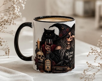 Funny Witch Mug, Gothic Halloween Mug, My Broom Broke Mug, Sarcastic Witch Gift, Spooky Goth Coffee Cup, Witchy Halloween Gift