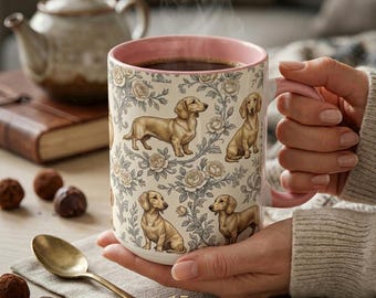 Dachshund Floral Pattern Mug | Accent Coffee Mug