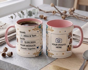 Personalized Custom Photo Mug for Dad, Daddy Father's Day Gift, Custom Text and Date Cup, Gift for Him