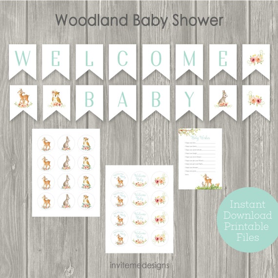 Woodland Baby Shower Decorations Gender Neutral Baby Shower Etsy