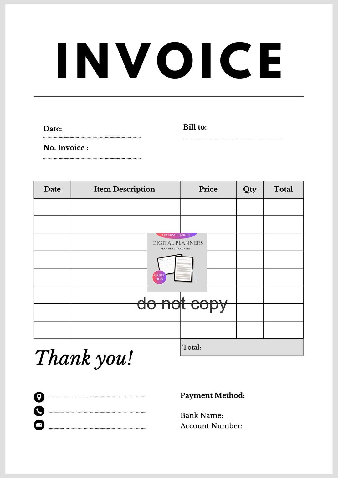 Invoice Log Label Generic Black Service Invoice Tracker, Business Invoice Management ...
