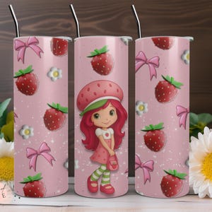 Strawberry Girl - Tumbler Wrap - Starwberry Tumbler - PNG - DIGITAL Download