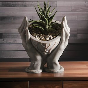 Hand Shaped Planter Pot for Succulents | Modern Artistic Flower Vase | Unique Indoor Plant Decor | Minimal Boho Sculpture Gift Idea